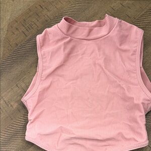 Five Dancewear Women's Pink Ribbed Mock Neck Tank Top